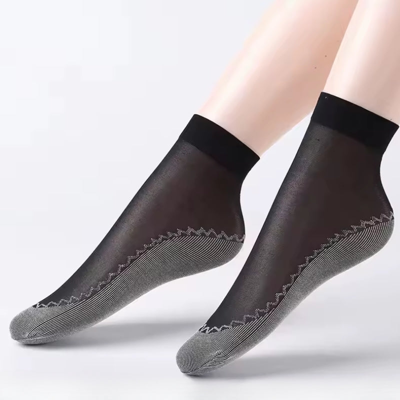 Chaussettes Absorbantes De Transpiration Translucides En Soie Mélangée Semelles Rembourrées Anti Glisse Pour Été