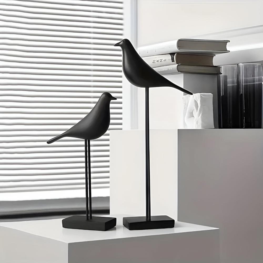 Figurine Oiseau Minimaliste En Métal À Finition Lisse Pour Décoration Moderne Et Élégante
