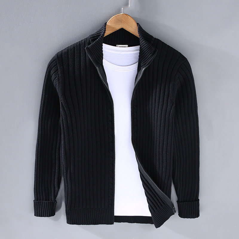 Veste Cardigan Tricoté Homme Avec Zip Chaud Confortable Et Élégant Pour L Hiver Classique