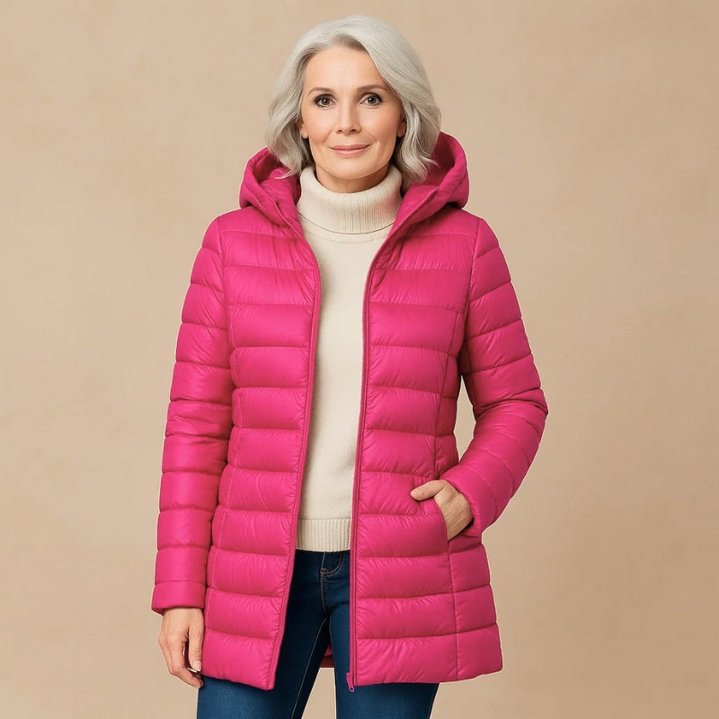 Veste Olivia Duvet Ultra Léger Isolation Élevée Silhouette Sculptée Capuche Pour Femme