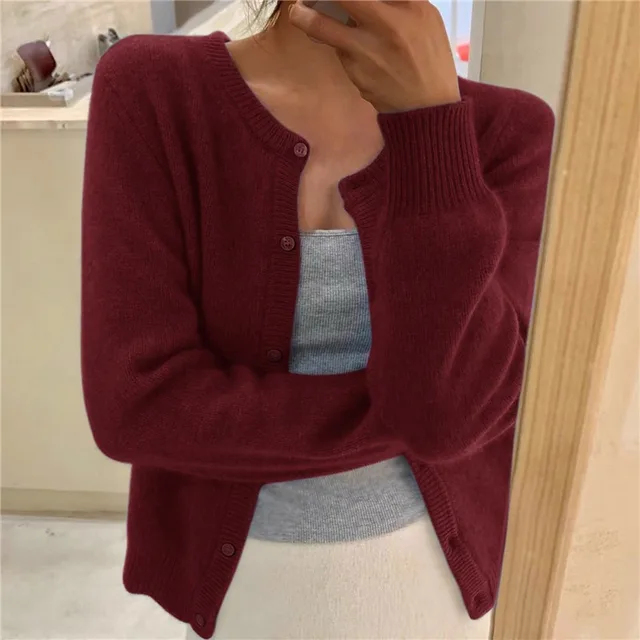Cardigan Boutonné Pour Femmes D'Hiver À Manches Longues En Maille Décontractée Erica