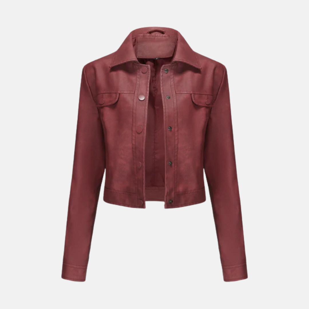 Veste Courte Femme Structurelle Avec Texture Tissée Devant Bouton Pression Col Point