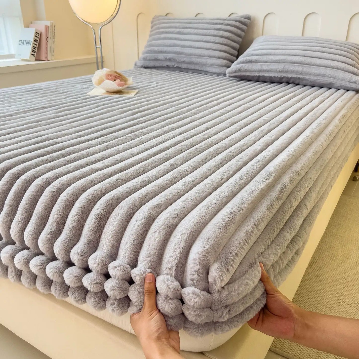 Drap Housse Velours Côtelé À Bords Élastiques Pour Lit Standard Confort Luxueux Et Doux