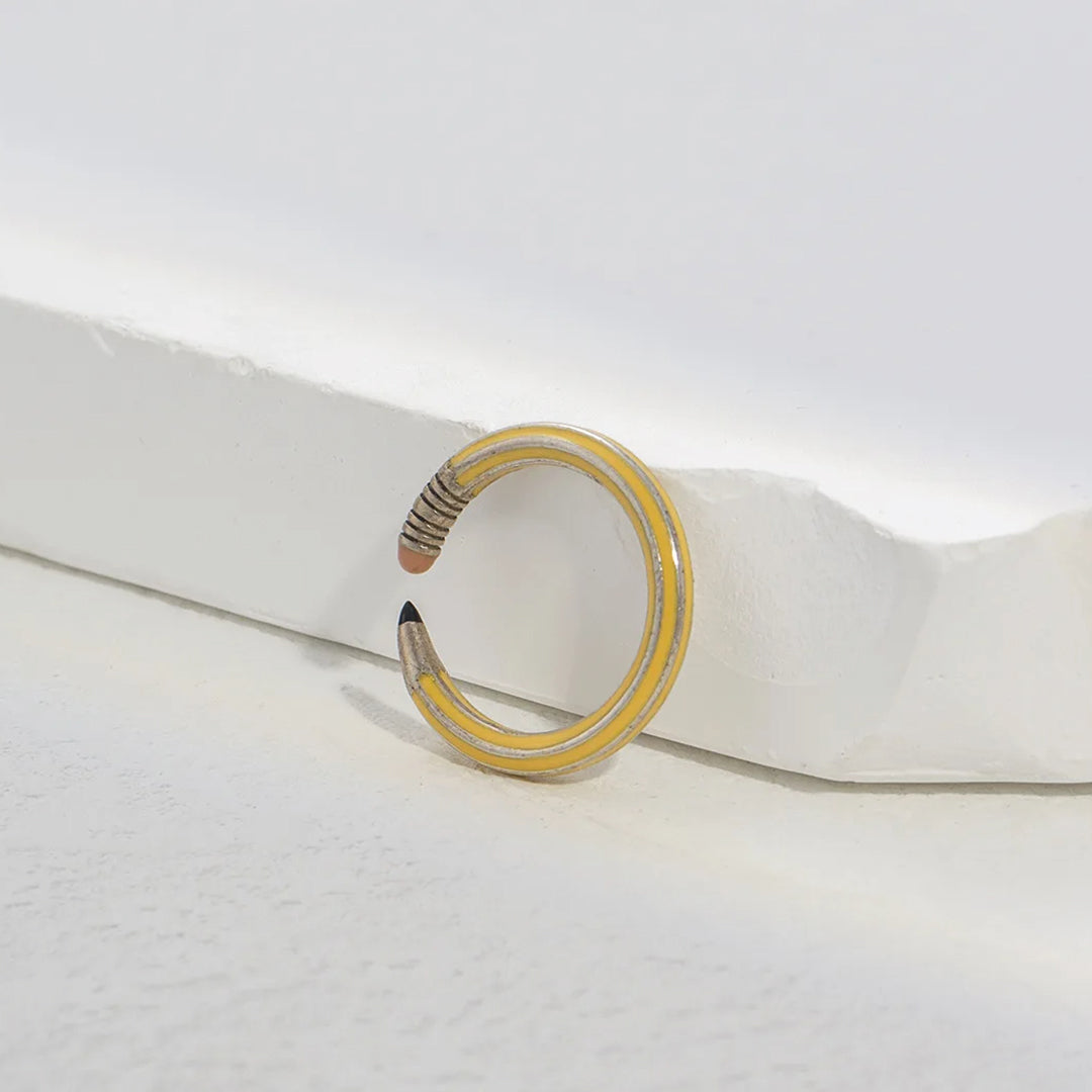 Bague Crayon Or Rose Plaqué Ajustable En Cuivre Inspiration Nostalgique Moderne Et Convoité Par Les Fans