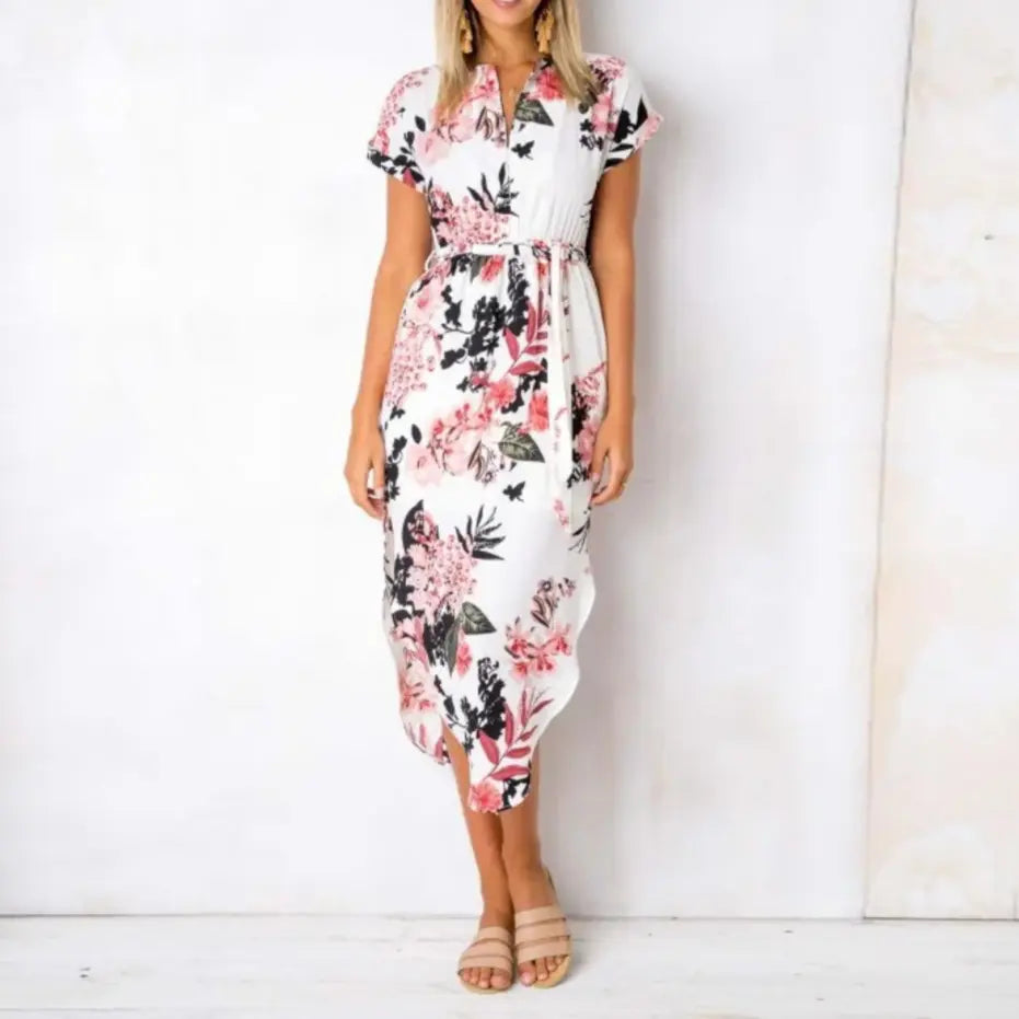 Robe Ramonda Midi Noire Imprimé Fleuri Amawinc Élégance Printanière Polyvalente Parfaite Pour Jour Et Soir