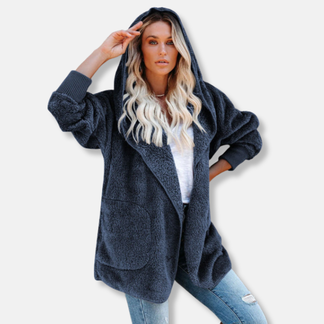 Cardigan Femme À Capuche En Sherpa Polaire Oversize Ouvert Avec Poches Nordisk-Flair