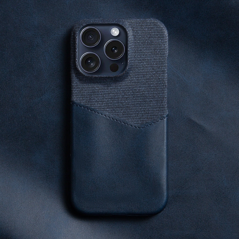 Lanso Étui iPhone Cuir Véritable Et Tissu Texturé Pour Une Bonne Prise MagSafe Et Porte Carte Intégré Anti Traces