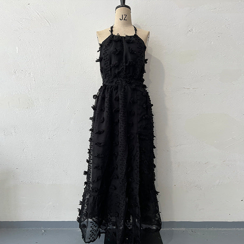 Langes gestricktes Kleid von Fudus mit Rückenausschnitt