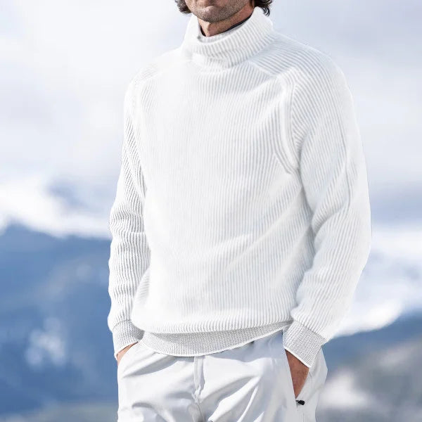 Amawinc Brandon Pull Col Roulé Hiver Décontracté Pour Homme Maille Côtes Douces Pour Superposer Chaleur et Confort