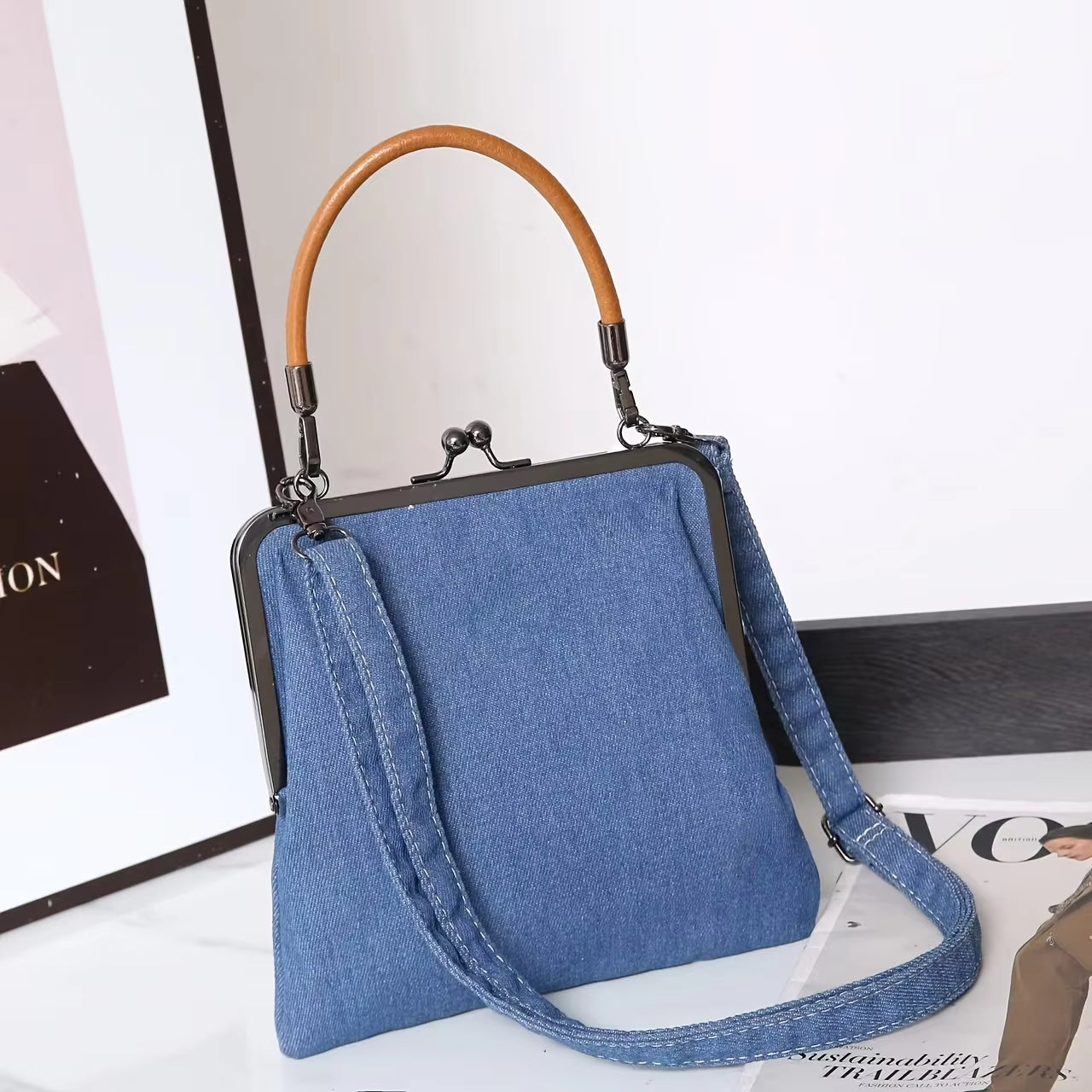 Amawinc Isla À Cadre Structuré Avec Cadre Métallique Et Fermeture Kiss Lock Pour Charme Classique