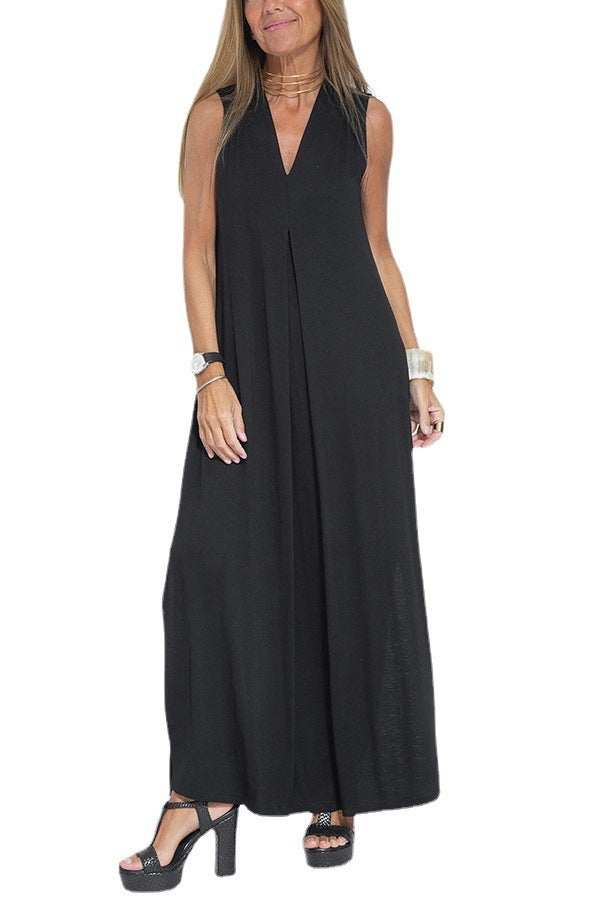 Élise Robe Longue Sans Manches Avec Cardigan Assorti Pour Mi Saison Élégante En Polyester Doux