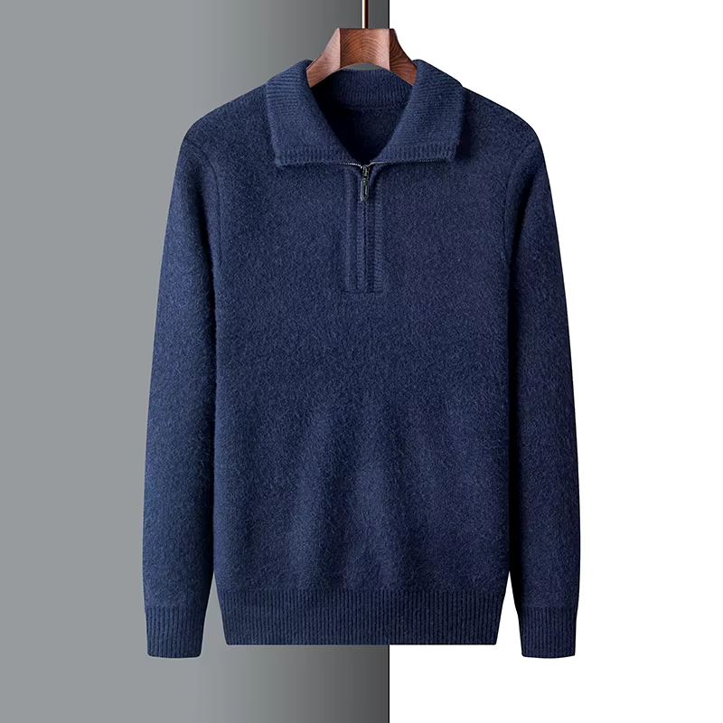 Pull Homme En Maille Douce Coupe Regular Avec Zip Court Et Col Plat Nordisk Flair Par Amawinc