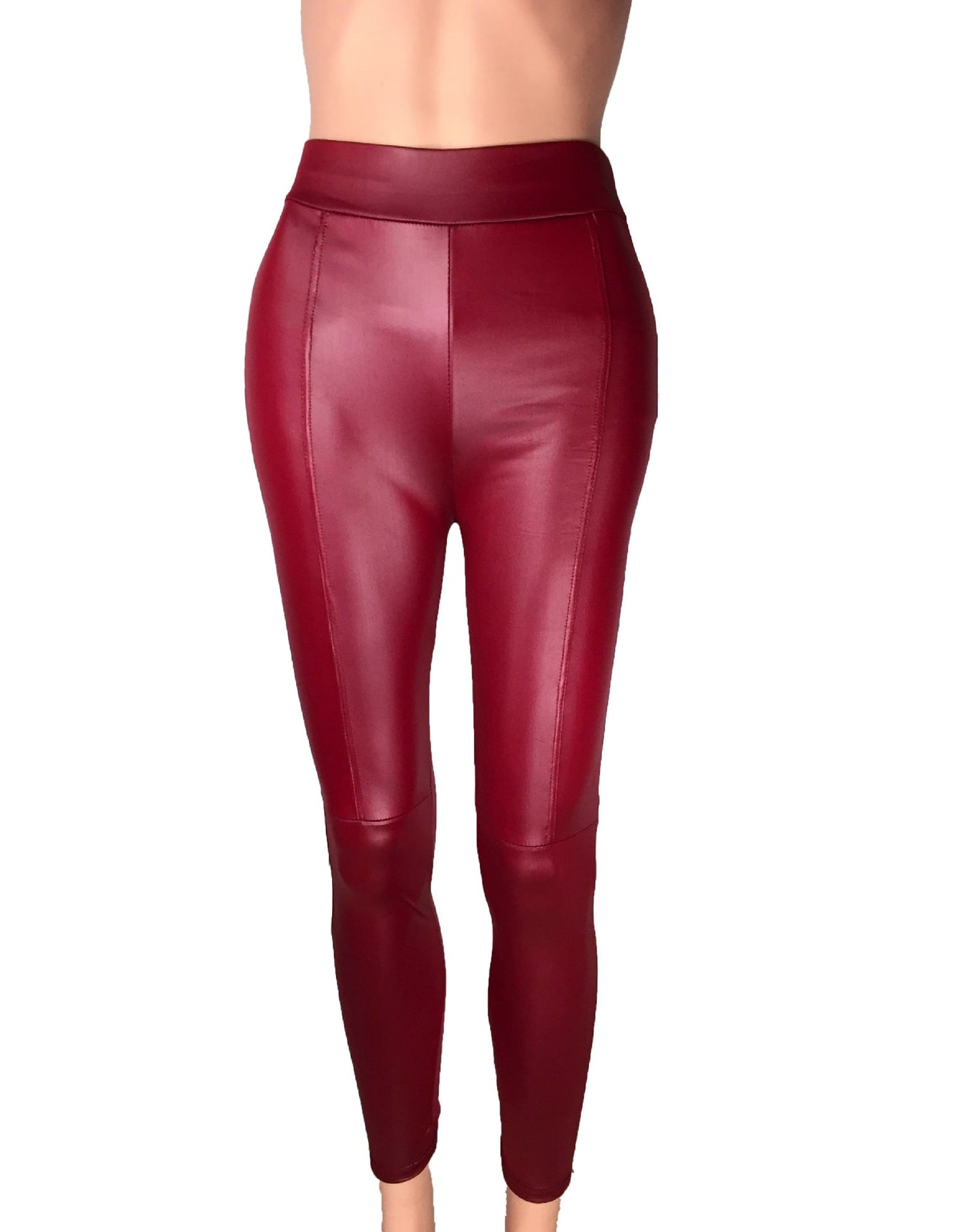 Damen Hochtaillierte Leggings aus hochwertigem Kunstleder mit nahtloser Verarbeitung Amawinc