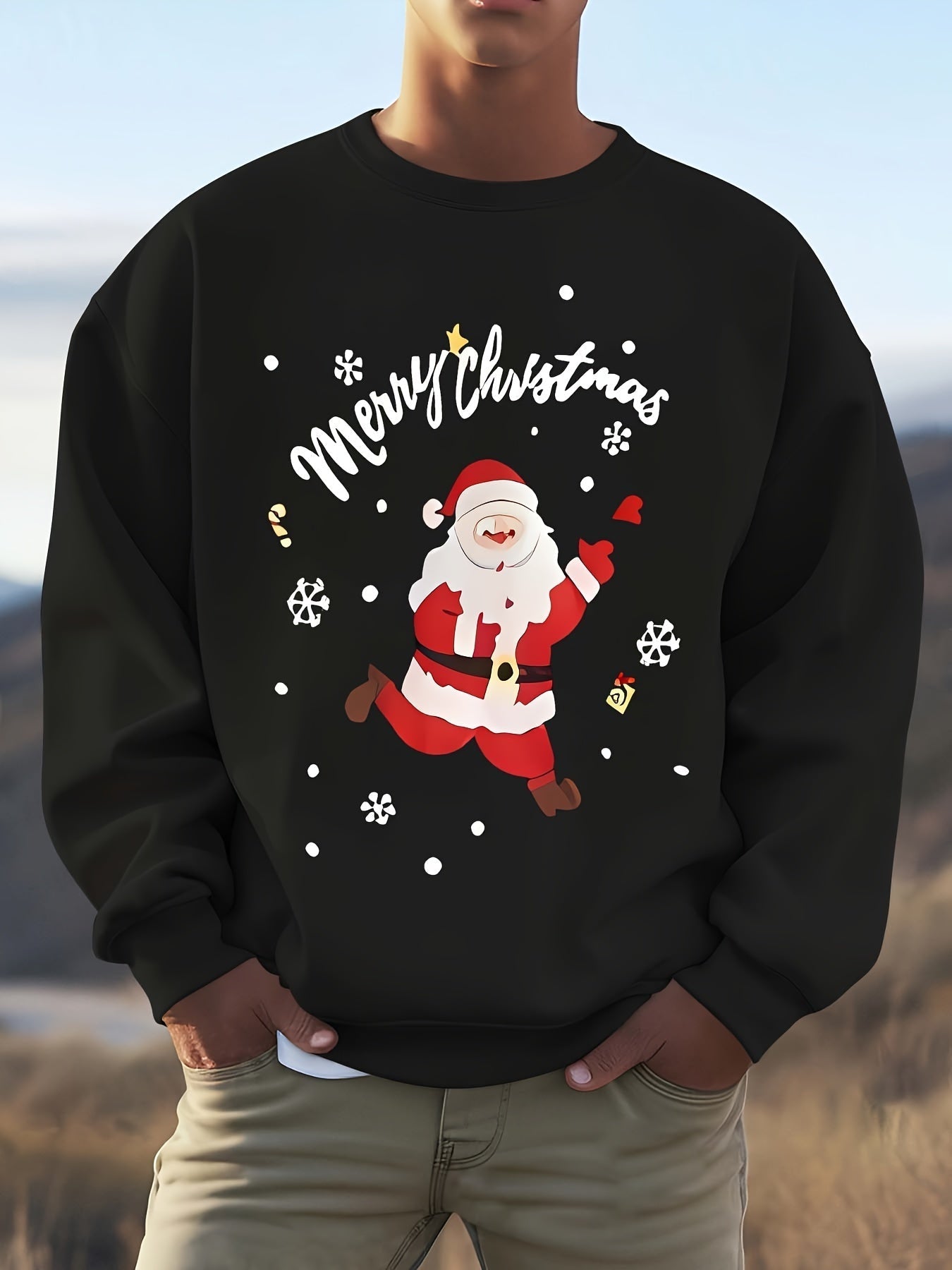 Amawinc | Sweatshirt mit Weihnachtsmotiv Baumwolle Frohe Weihnachten Design