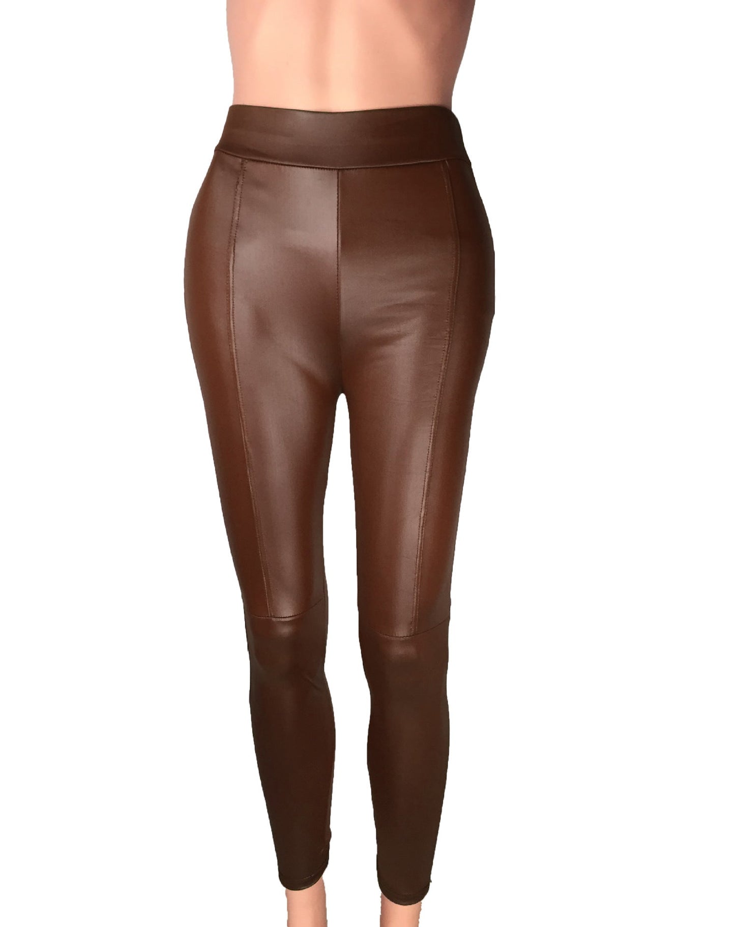 Damen Hochtaillierte Leggings aus hochwertigem Kunstleder mit nahtloser Verarbeitung Amawinc