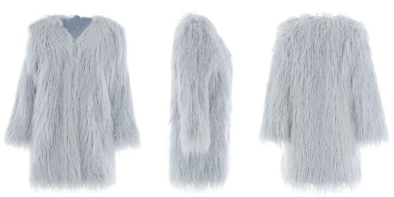 Damen Kuscheliger Langmantel aus flauschigem Kunstpelz Amawinc