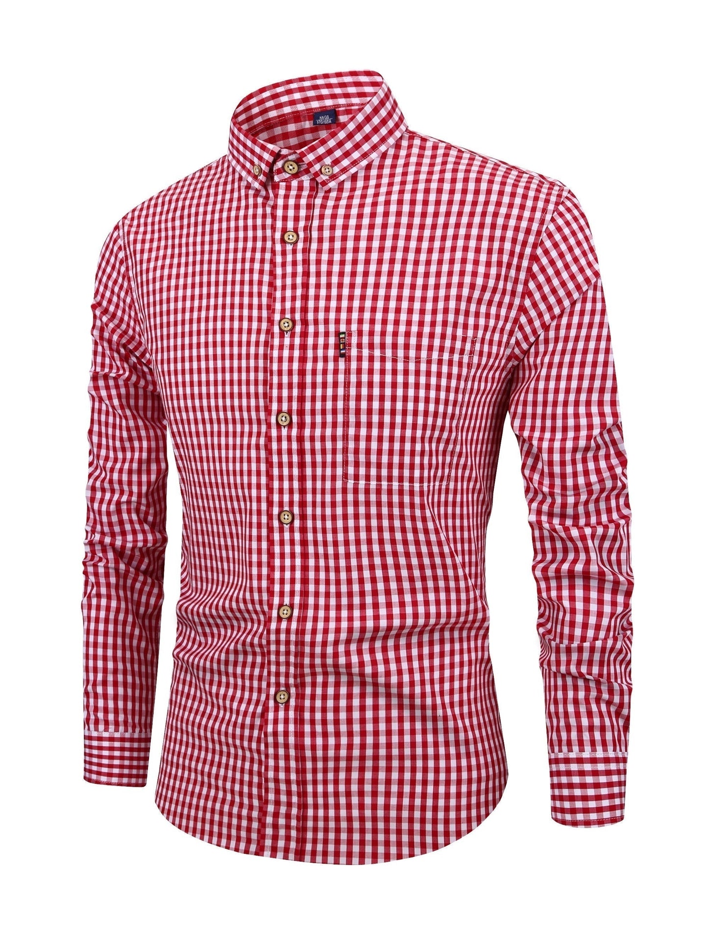 Chemise Homme Slim Fit À Carreaux Gingham Col Boutonné Manches Longues Style Classique Pour Bureau Et Loisirs
