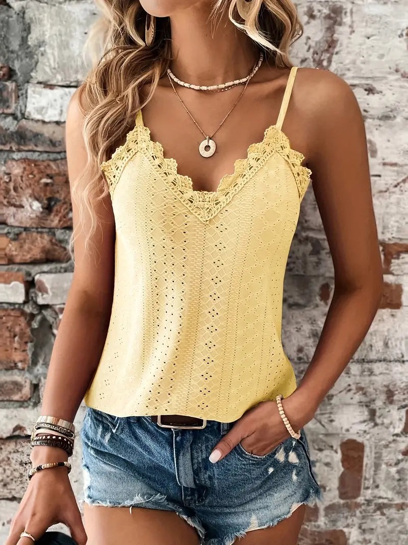 Yolly Cami Top with Contrasting Lace Detail