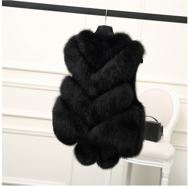 Damen Luxus Kunstfell Weste mit voluminösen Details Amawinc