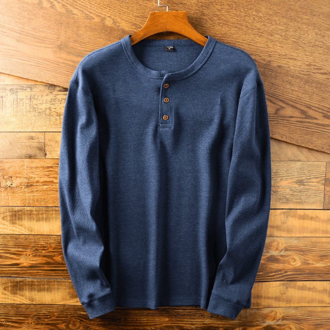 T Shirt Henley Homme Inspiré Nordique En Coton 100 Pour Cent Manches Longues Confort Quotidien