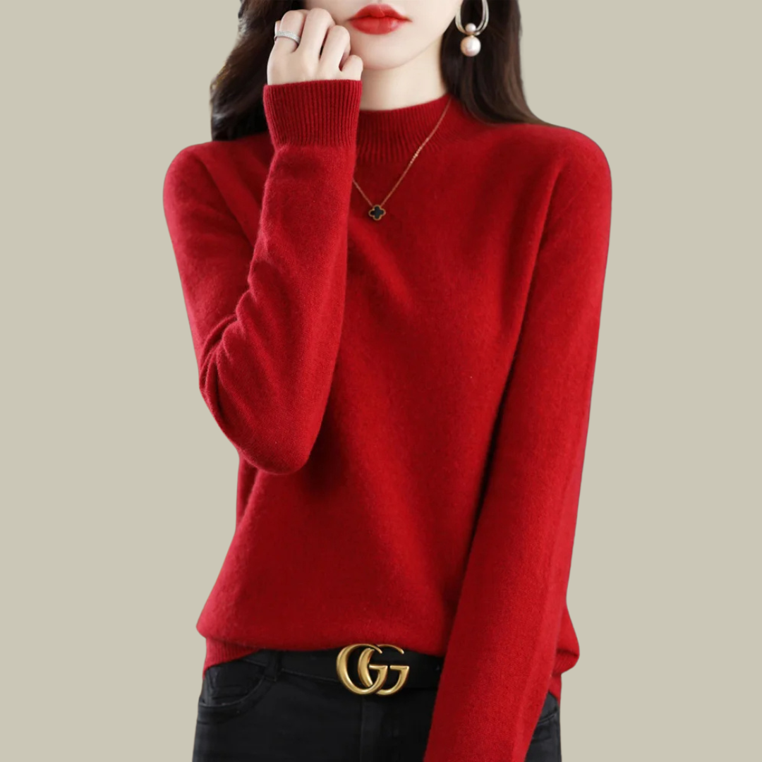 Ivy Pull Femme Col Haut Ajusté En Laine Mérinos Premium Pour Bureau Et Week End Chic
