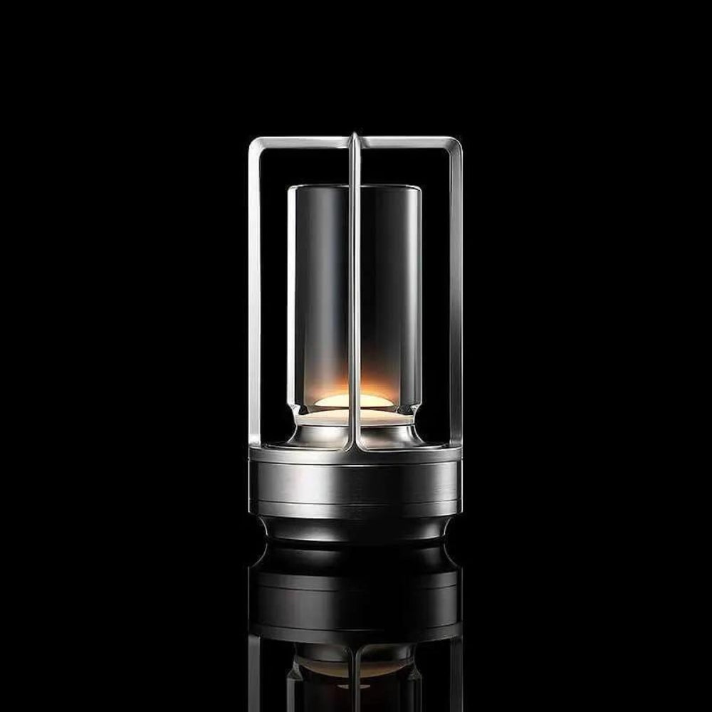Lanterne De Table Au Cadre Métallique Nordique Avec Cage En Verre Pour Lumière Ambiante