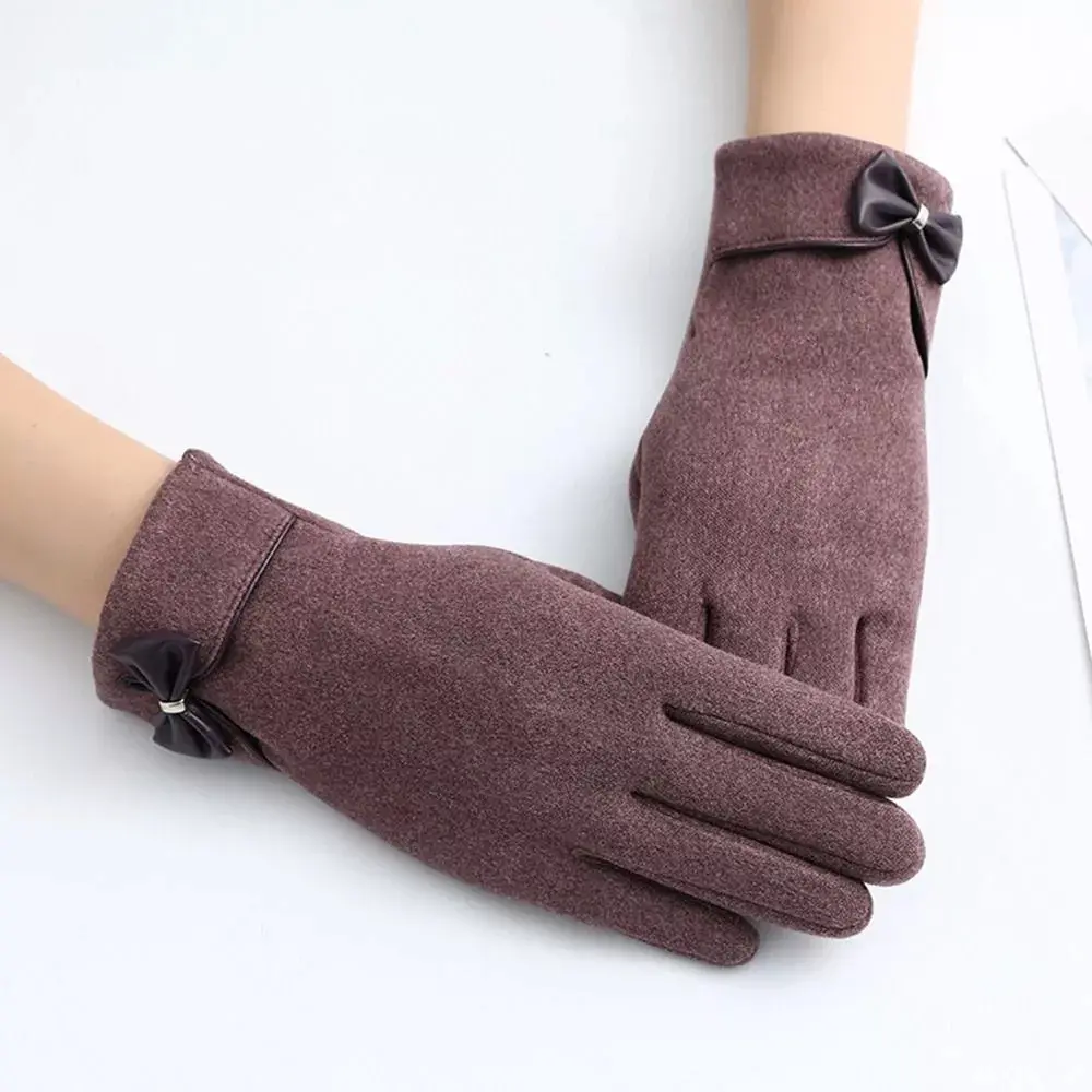 Gants Tactiles Hiver Courts Avec Nœud Déco Et Design À Doigts Séparés Pour Plus De Souplesse Écran Tactile