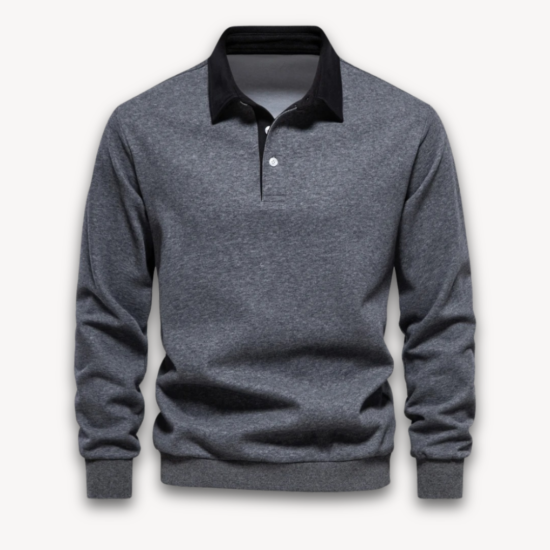 Amawinc Pull Polo Homme Manche Longue Maille Douce En Fibre Naturelle Marine Coupe Regular