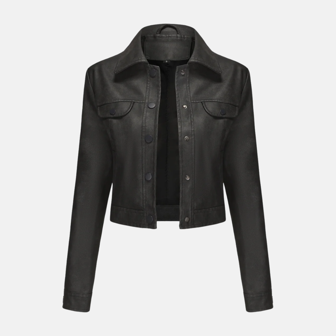 Veste Courte Femme Structurelle Avec Texture Tissée Devant Bouton Pression Col Point