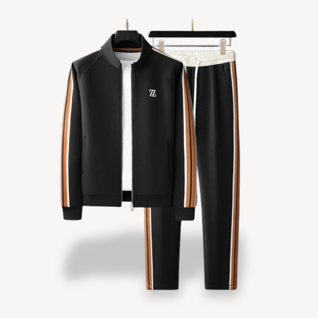 Ensemble D'Entraînement Homme À Coupe Slim Avec Veste Zip Et Pantalon À Cordon En Tissu Respirant Et Extensible