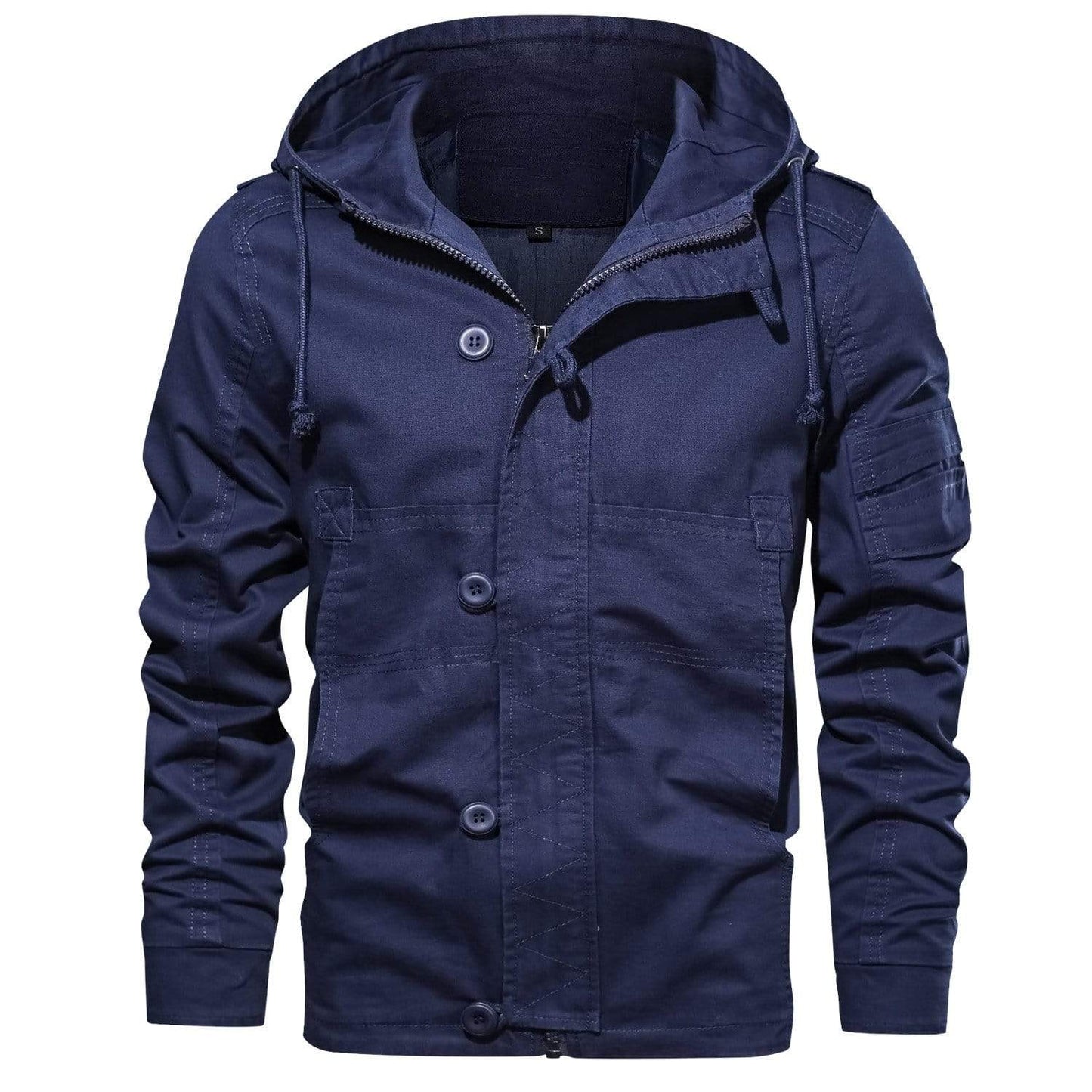 Veste Utilitaire Silas Olive Pour Homme Capuche Ajustable Poches Multiples Durable Extérieur Tout Temps