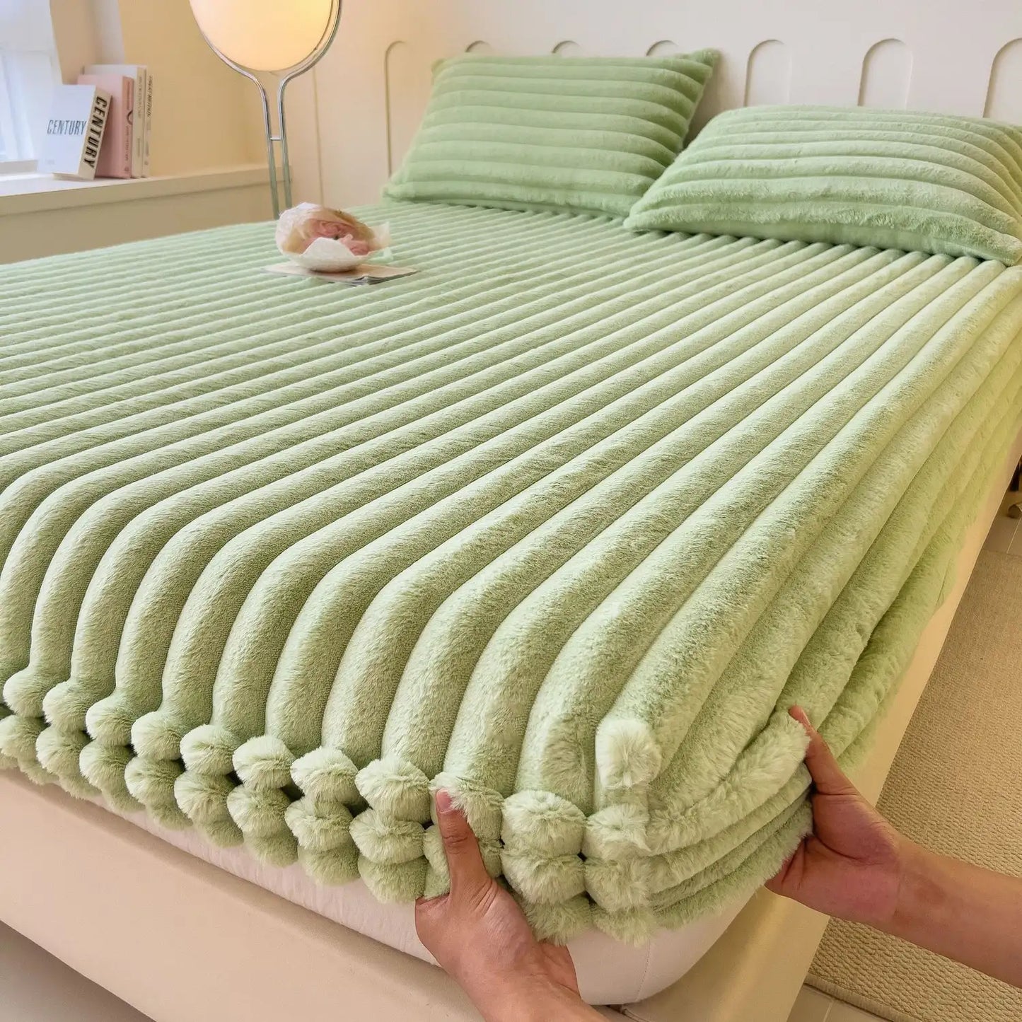 Drap Housse Velours Côtelé À Bords Élastiques Pour Lit Standard Confort Luxueux Et Doux