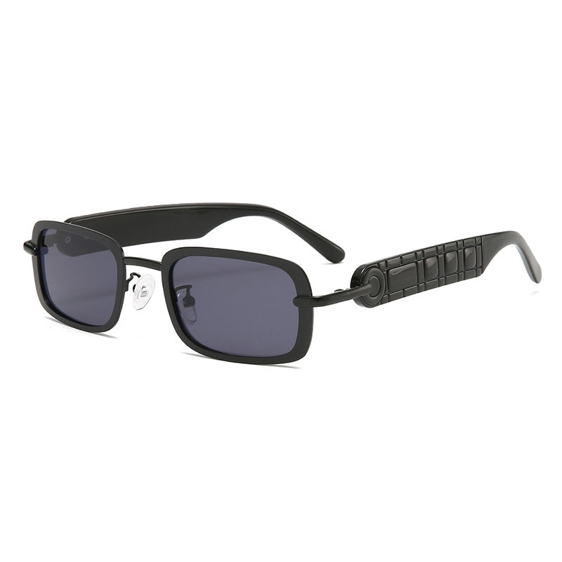 Lunettes De Soleil Rectangulaires Dorées Avec Bras Texturés Confort Léger UV400 Protection Complète