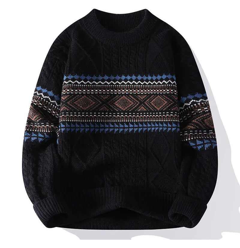 Pull Nordique en Maille Torsadée Coupe Décontractée Classique Parfait pour le Quotidien
