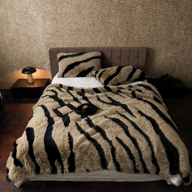 Couverture En Fausse Fourrure Zèbre Moderne Pour Canapé Et Chambre Chic Confort Luxueux Pour Temps Froid