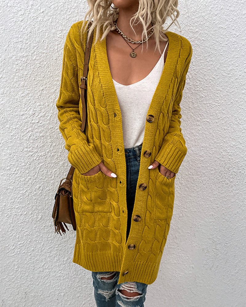 Anna: Einfarbige Strickjacke mit langen Ärmeln