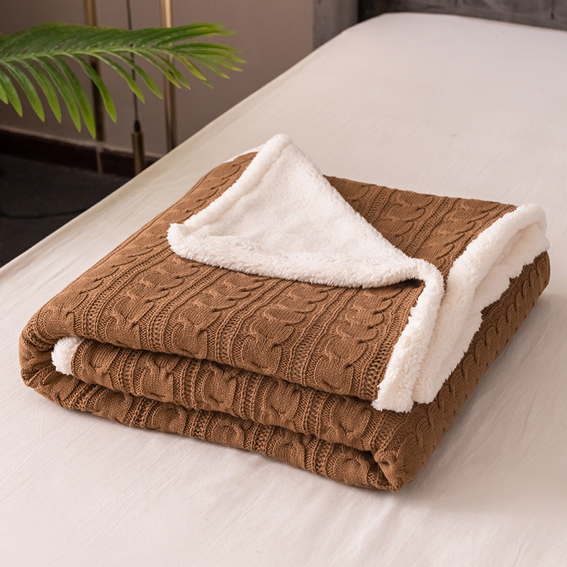 Couverture Plaid En Tricot Câble Avec Doux Sherpa Pour Les Soirées Froides Et Luxueuse Douceur