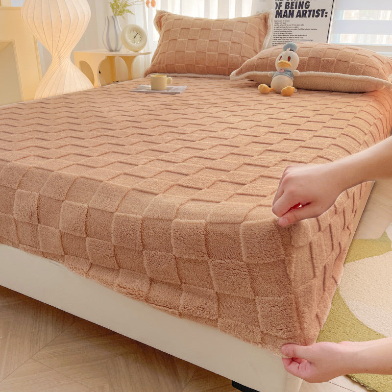 Drap-Housse Matelassé En Velours Doux Avec Motif Diamant Pour Un Confort Profond Et Confortable
