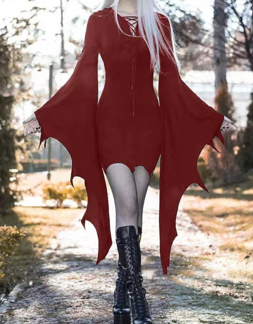 Damen Gothic Nienna Kapuzenkleid, schmal geschnitten, im Vintage-Stil von Fudus