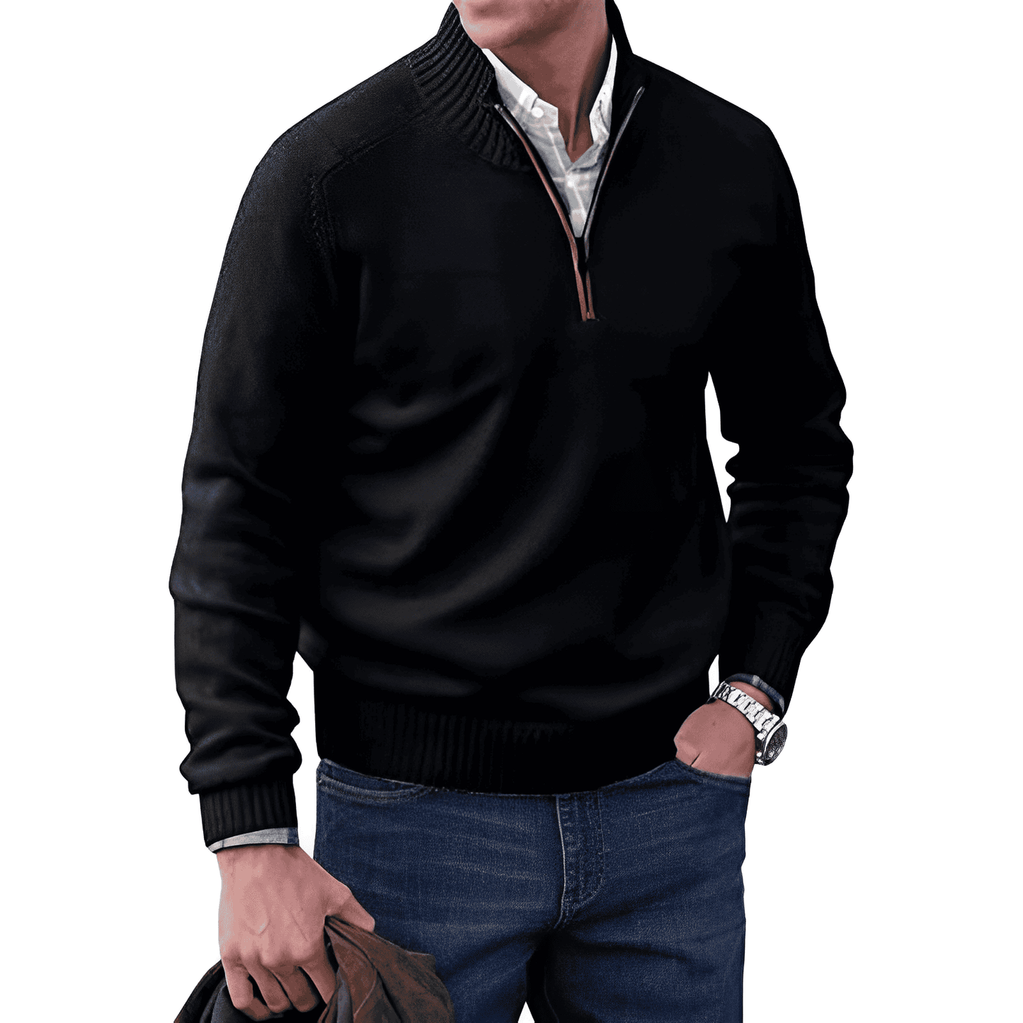 Pull Homme Demi Zip En Maille Evan Pour Superposition Chaude Confort Quotidien Amawinc