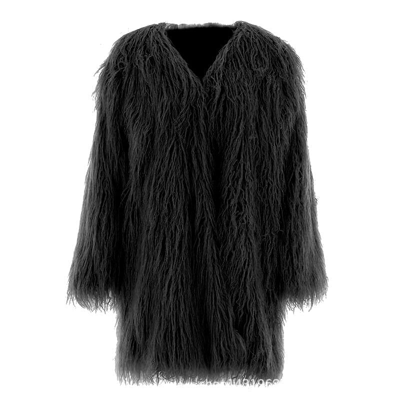 Damen Kuscheliger Langmantel aus flauschigem Kunstpelz Amawinc