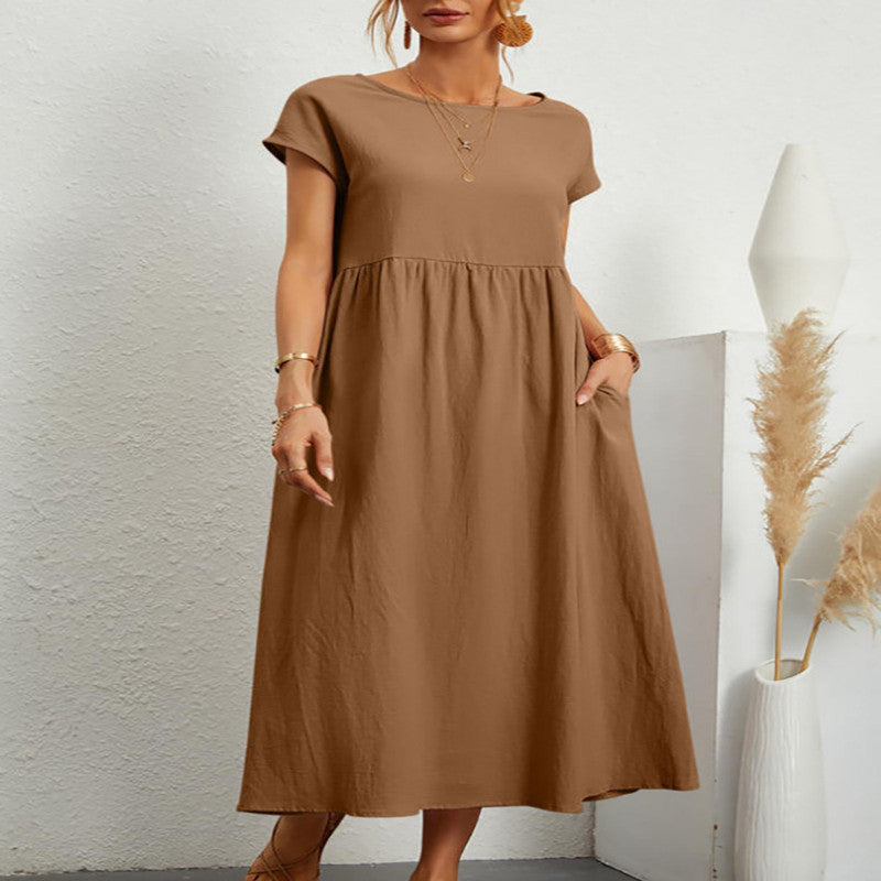 Baumwoll-Leinen Kleid von Fudus, ärmellos, mit Taschen