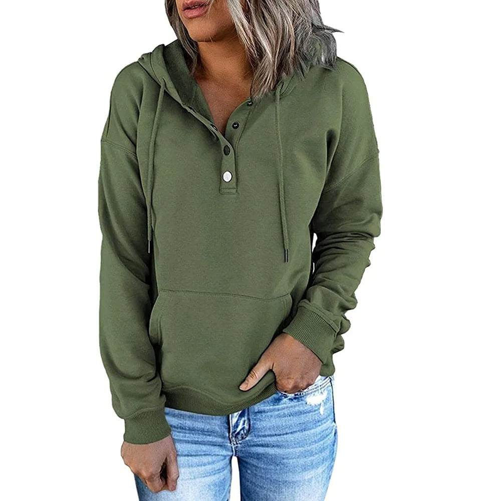 Damen Freizeit Hoodie Jacke mit Metallknöpfen von Fudus