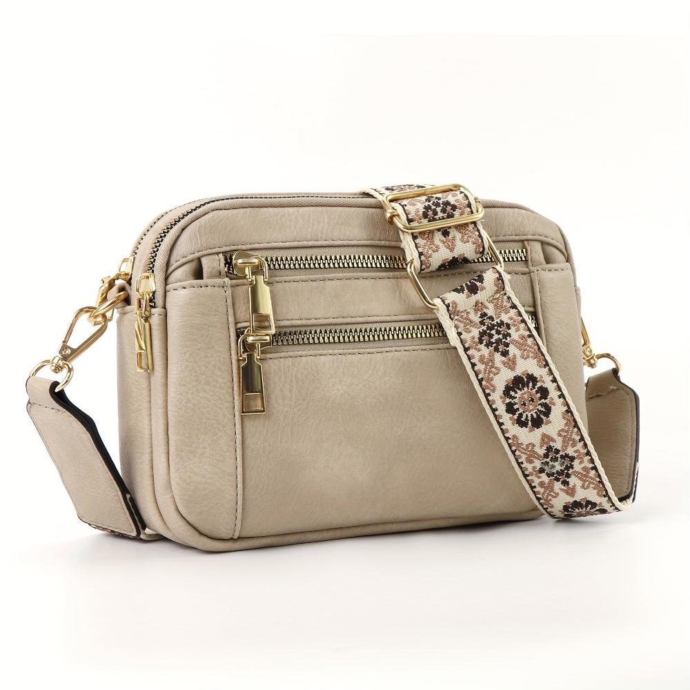Amawinc Sac Bandoulière Christine En Cuir Végan Compact Avec Plusieurs Poches Zippées