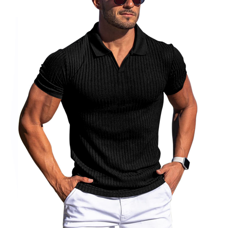 Polo Homme En Maille Slim Fit Texture Côtelée Manches Courtes Premium Par Amawinc Pour Tous Les Jours