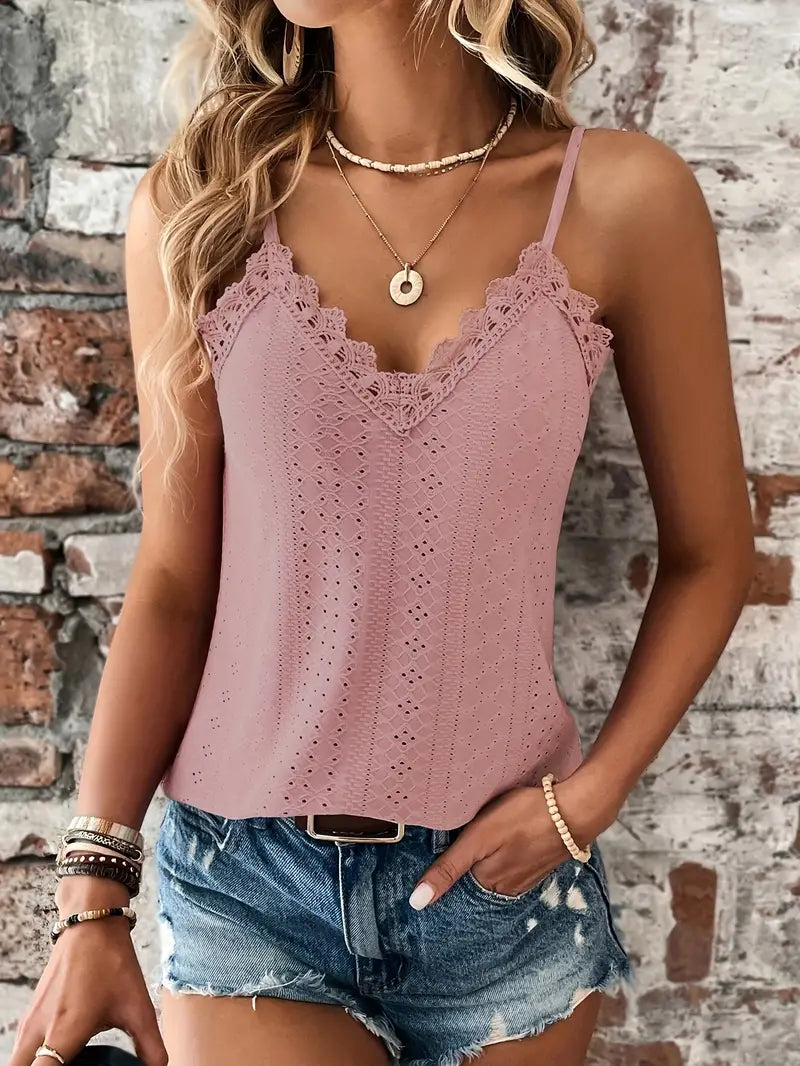 Yolly Cami Top with Contrasting Lace Detail