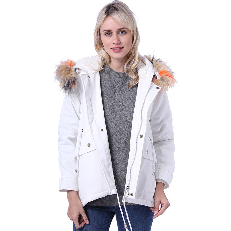 Damen Winterjacke mit abnehmbarer Kunstpelzkapuze und praktischen Taschen Amawinc