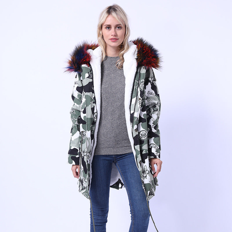 Damen Langmantel mit dekorativem Kunstfellkragen Amawinc