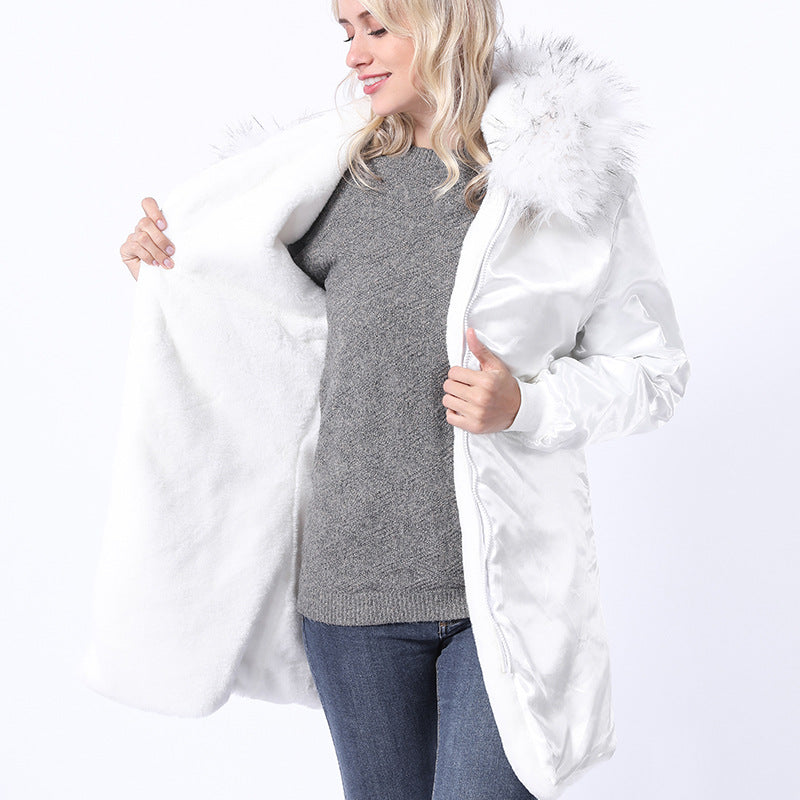 Damen Langmantel mit dekorativem Kunstfellkragen Amawinc