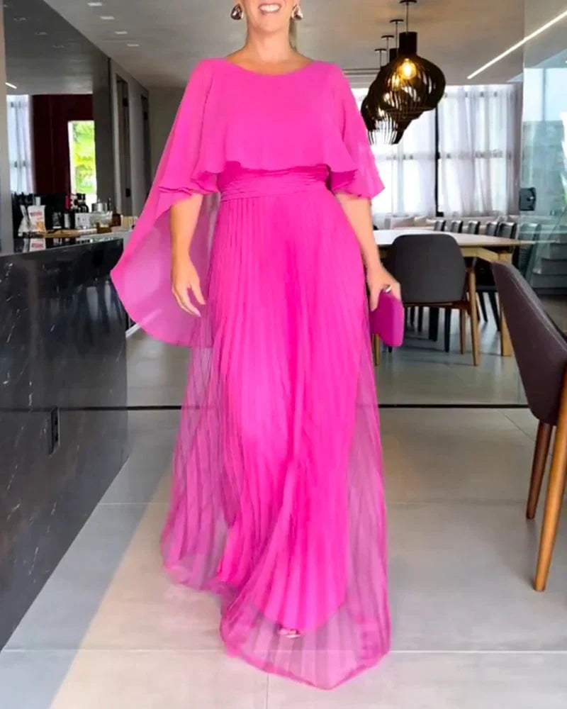 Robe Longue Plissée Pour Femme Hazel Avec Cape Élégante Pour Mariages Galas Soirées Inoubliables